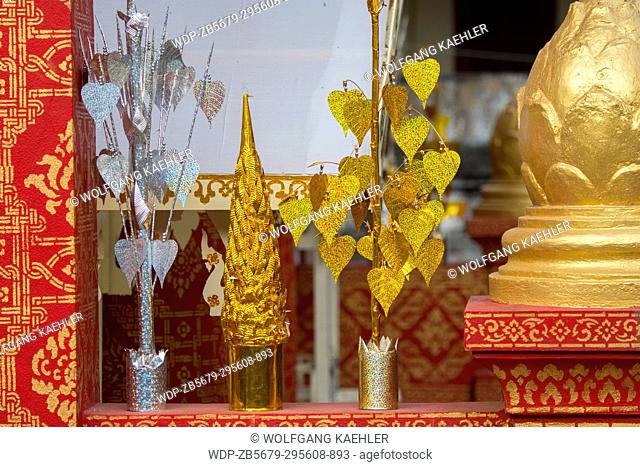 Decorations at Wat Prabat Tay (Wat Phra Bat Tai) in in the UNESCO world heritage town of Luang Prabang in Central Laos