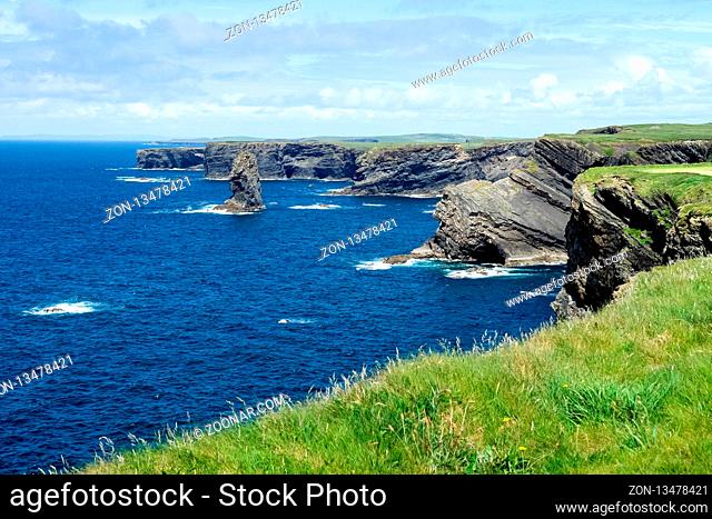 Cliffs of Kilkee in Co. Clare, Ireland. Peninsula in West Clare, Ireland. Famous beach and landscape on the wild atlantic way