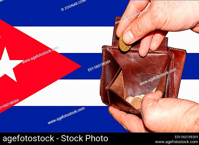 empty wallet shows the global financial economic crisis triggered by the corona virus in Cuba