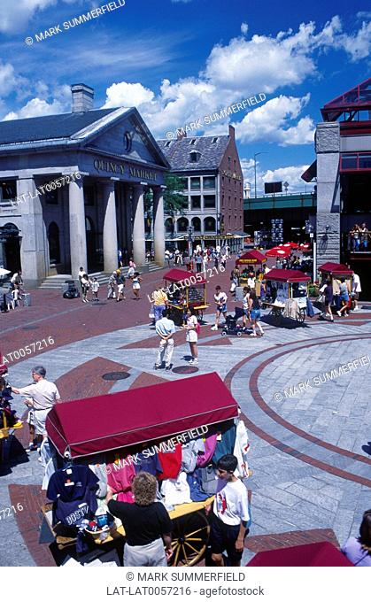 Freedom Trail. Quincy Market. Restored warehouse. Market stalls. Shops. Restaurants. Traders. People. 5/08ARCHIVED/WITHDRAWN