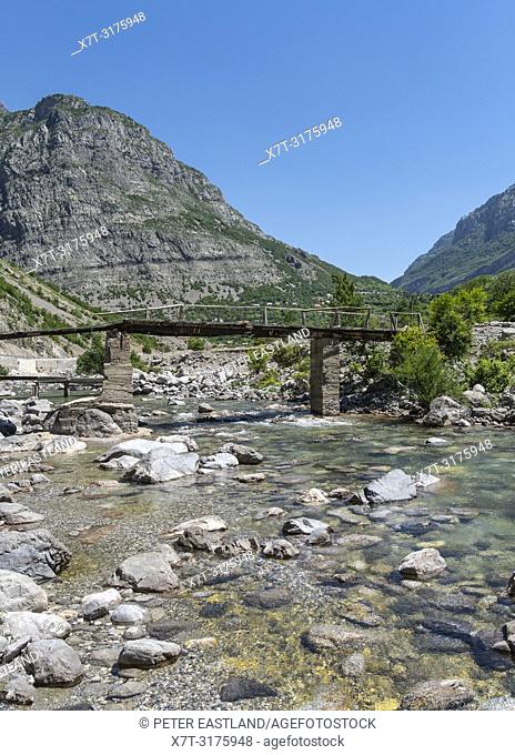 A bridge across the the Cem River at Dobrinje on the SH 20 road The most northerly road in Albania, just below the border with Montinegro. Albania