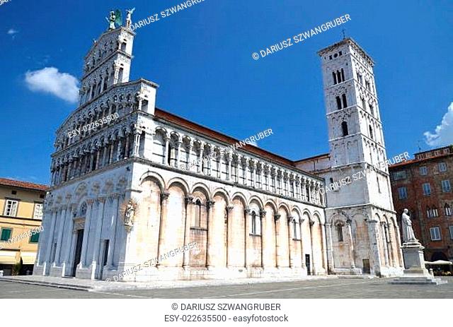 Majestic church of San Michele in Foro in town Lucca in Tuscany, Italy