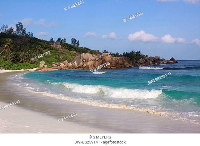 sandy beach and granite, Anse Coco, Seychelles, La Digue