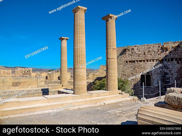 Ruins of the Acropolis of Lindos, Rhodes, Greece