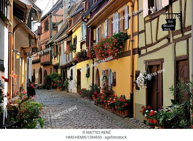 France, Haut Rhin, Alsace Wine Route, Eguisheim, labelled Les Plus Beaux Villages de France (The Most Beautiful Villages of France)