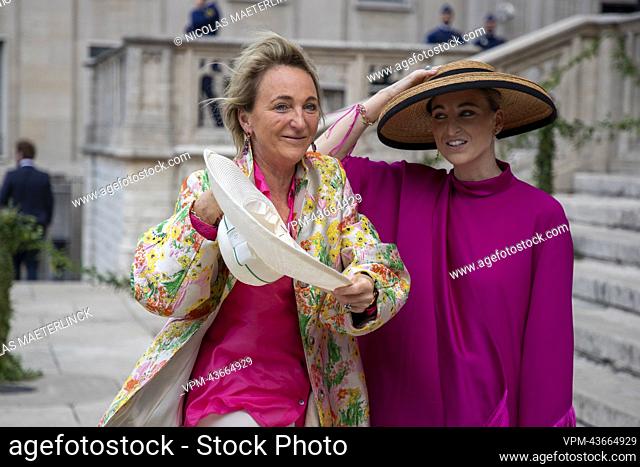 Sioen Industries CEO Michele Sioen (L) pictured arriving for the wedding ceremony of Princess Maria-Laura of Belgium and William Isvy