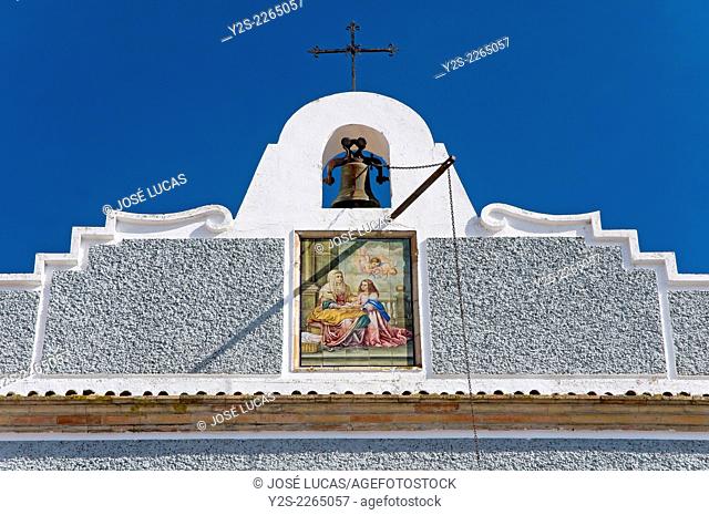Monastery of Santa Ana - bell gable, Alosno, Huelva province, Region of Andalusia, Spain, Europe