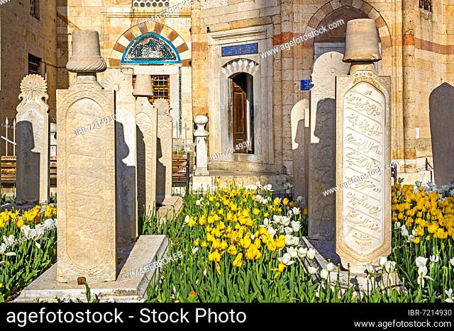 Tombstones, Mevlana Tekkesi, Mausoleum of Mevlana Jalad ad-Din Rumi, Konya, Turkey, Konya, Turkey, Asia