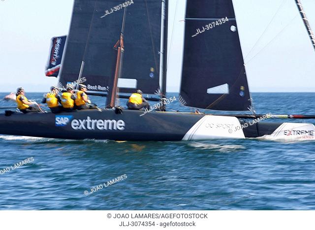 Sailing: SAP Extreme Sailing Team wit Rasmus Kostner as a skipper. Extremesailing round 4 at Baia de Cascais, Cascais, Portugal