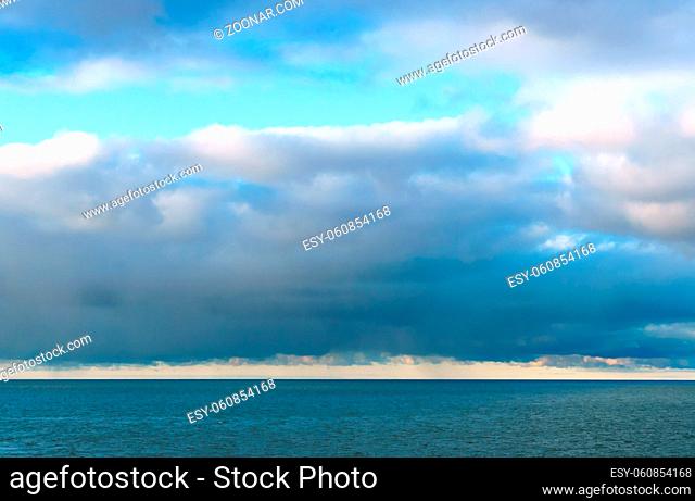 seascape, a small wave of the sea, the Baltic sea waves, cargo ship at sea