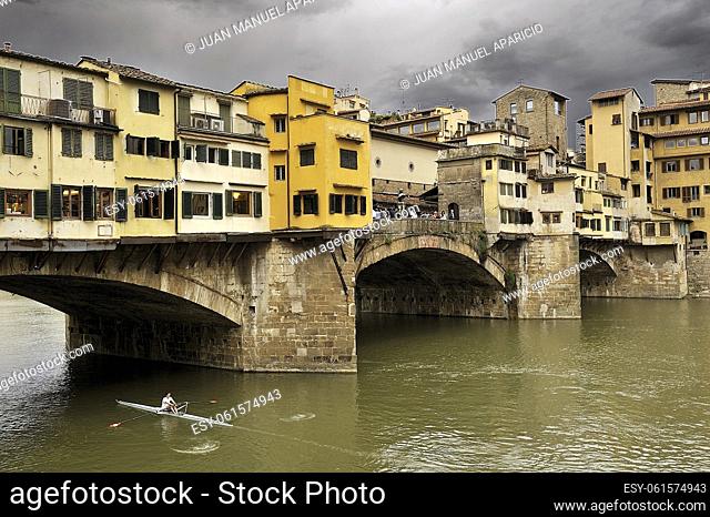Canoeists on the river ArnoPonte Vecchio, Florence. Florence (Firenze in Italian) is a city located in northern central Italy
