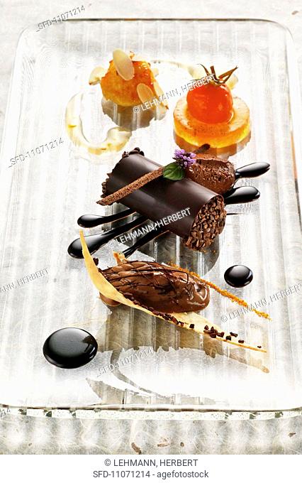 Chocolate variations with tomato jelly