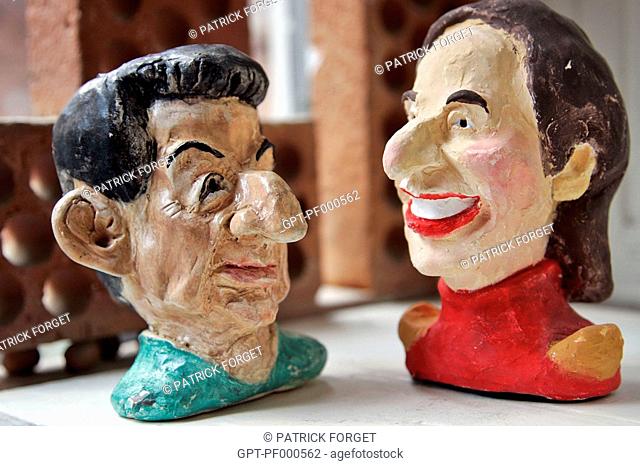 CARICATURES OF THE TWO CANDIDATES IN THE 2007 PRESIDENTIAL ELECTIONS, NICOLAS SARKOZY AND SEGOLENE ROYAL, DRAWN BY THE CARICATURIST UMBERTO DI GRADIMONTE