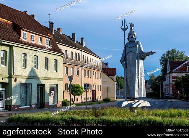 Germany, Baltic Sea, Mecklenburg-Western Pomerania, Peenestrom, Hanseatic city Anklam, Neptune sculpture