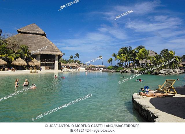 Beach area, Xcaret, Eco-archeological park, Playa del Carmen, Quintana Roo state, Mayan Riviera, Yucatan Peninsula, Mexico