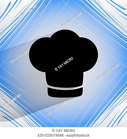 Chef cap. Cooking. Flat modern web button on a flat geometric abstract background