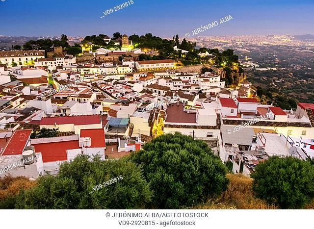 Dusk, typical white village of Mijas. Costa del Sol, Málaga province. Andalusia, Southern Spain Europe