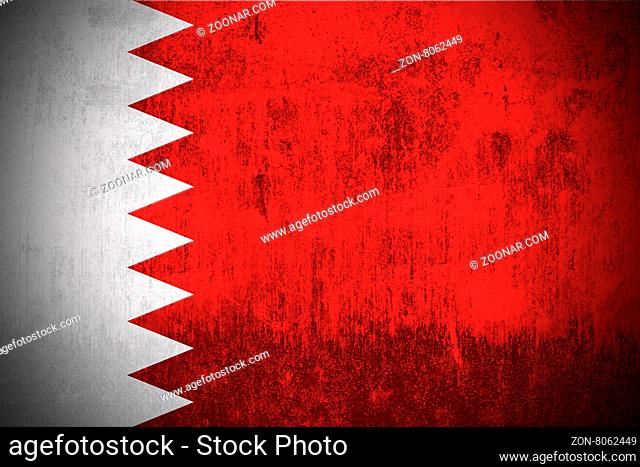 Weathered Flag Of Kingdom of Bahrain, fabric textured