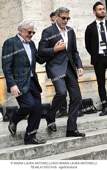 Giancarlo Giannini, George Clooney during the photocall of fillm tv Catch-22, Rome, ITALY-13-05-2019