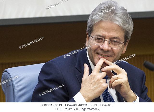 Italian Premier Paolo Gentiloni speaks during his end-of-year press conference Rome, ITALY-29-12-2017