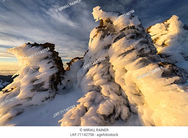 Ice formations at Roque de los Muchachos, La Palma Island, Canary Islands, Spain