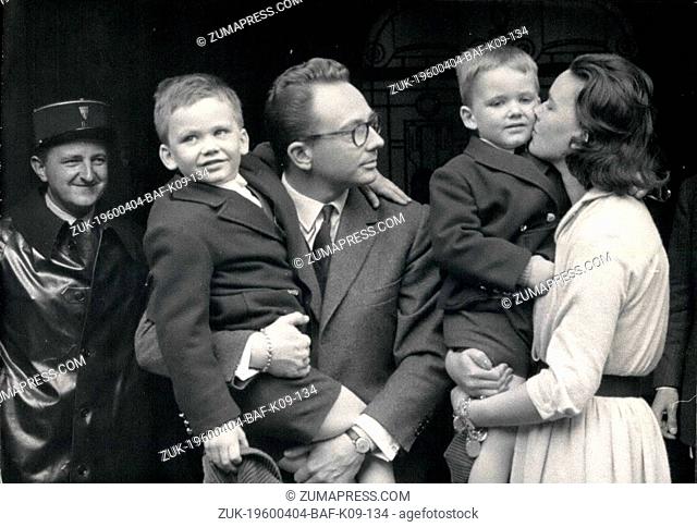 Apr. 04, 1960 - KIDNAPPED BOY FOUND OPS: FROM LEFT TO RIGHT: ROLAND PEUGEOT HOLDING IN HIS ARMS SEVEN-YEAR-OLD JEAN-PHILIPPE