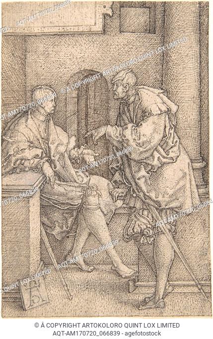 Ammon and Jonadab, 1539, Pen and brown and black ink., Overall: 4 5/8 x 3 1/16 in. (11.7 x 7.8 cm), Drawings, Heinrich Aldegrever (German, Paderborn ca