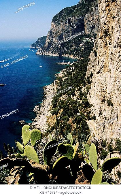 View along Capri coastline from Via Krupp, Capri, Italy