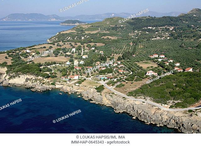 South-East aerial view of Zakynthos island. Zakynthos, Ionian Islands, Greece, Europe