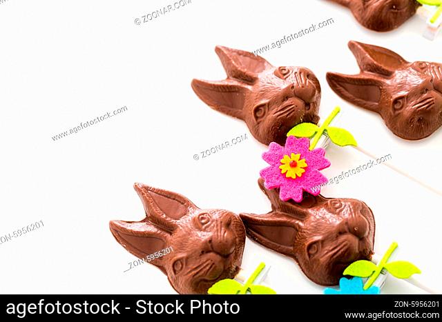 Easter chocolate bunnie pops made from solid milk chocolate