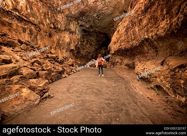 Cueva de los Verdes. Tourist attraction in Lanzarote, amazing volcanic lava tube