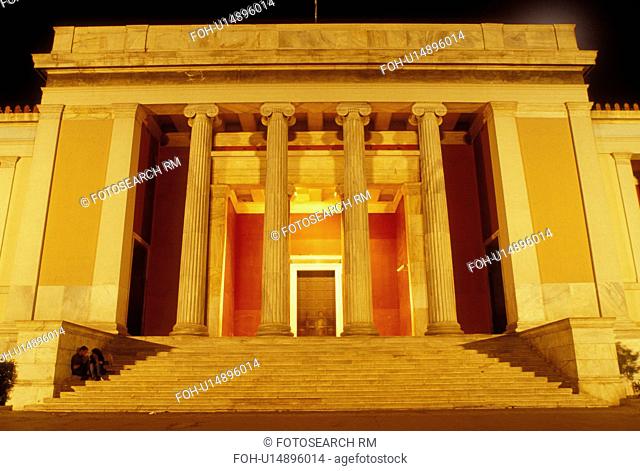Athens, Greece, Europe, National Archaeological Museum in the evening in downtown Athens
