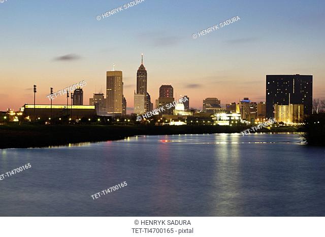 USA, Indiana, Indianapolis, Skyline with State Capitol Building