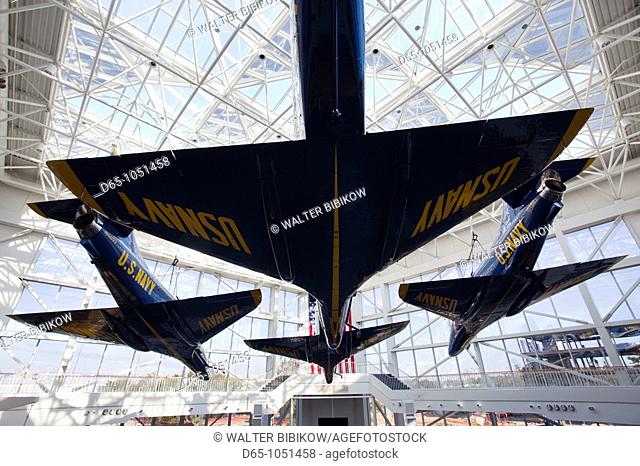 USA, Florida, Florida Panhandle, Pensacola, National Naval Aviation Museum, NAS Pensacola, display of A-4 Blue Angels jets