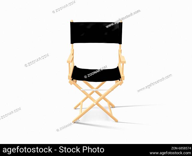 Front view of directors chair in film industry, isolated on white background