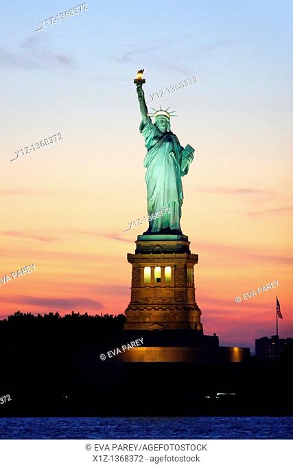The Statue of Liberty in Liberty Island in New York Harbor