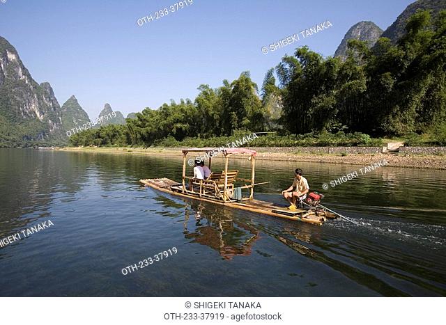 Bamboo raft tour on Li River Lijiang, Xingping, Guilin, China