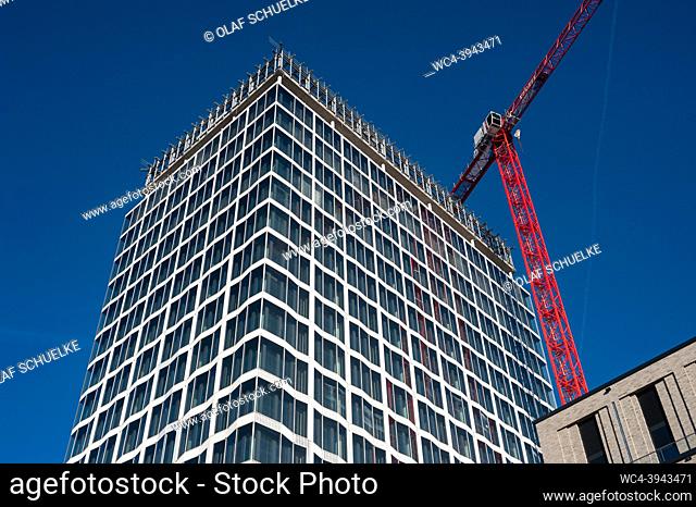 Berlin, Germany, Europe - Construction site of a new 22-storey high-rise office building at Europaplatz square adjacent to the central railway station in the...