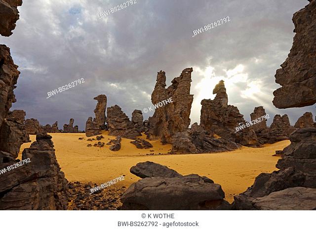 bizarre rock formations in the stone desert Tassili Maridet, Libya, Sahara