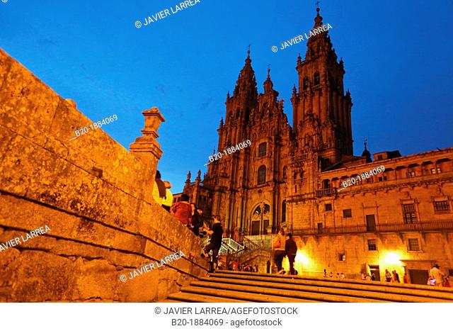 Cathedral, Praza do Obradoiro, Santiago de Compostela, A Coruña province, Galicia, Spain