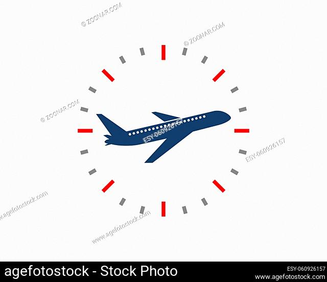 Flight airplane in the clock time