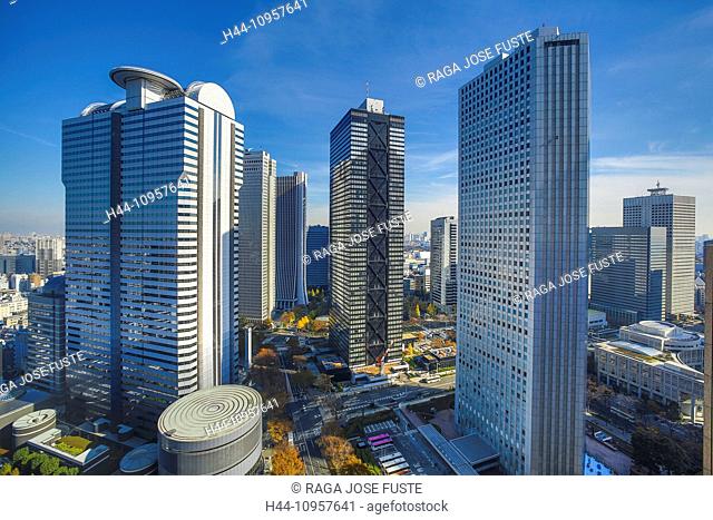 Japan, Asia, Tokyo, business, city, district, Shinjuku, skyscrapers, station, tall, west, urban
