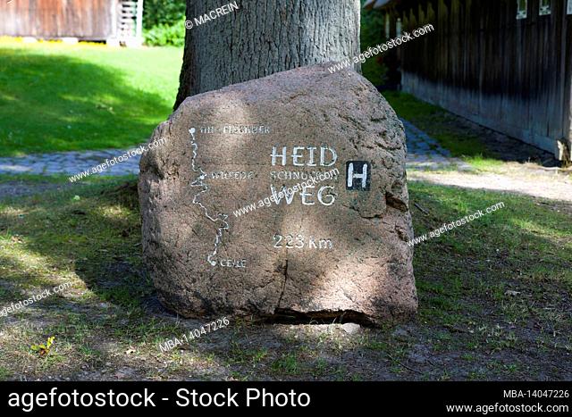 recorded route on a boulder, lueneburg heath, lower saxony, germany
