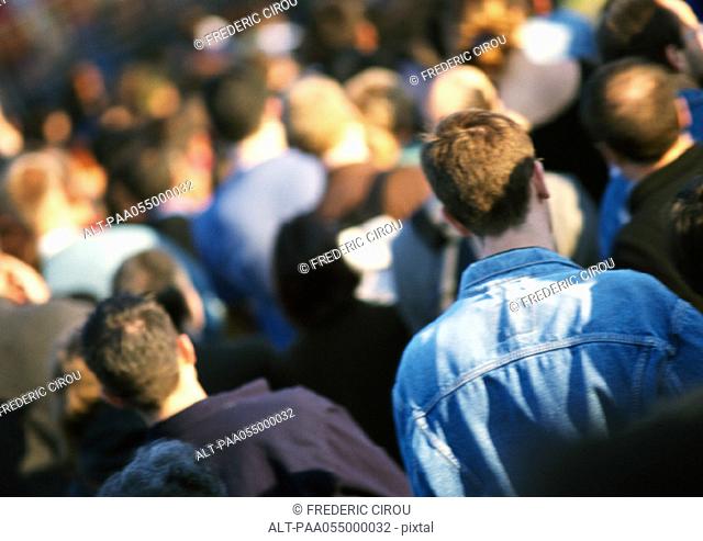 Crowd, head and shoulders, rear view, blurred, tilt