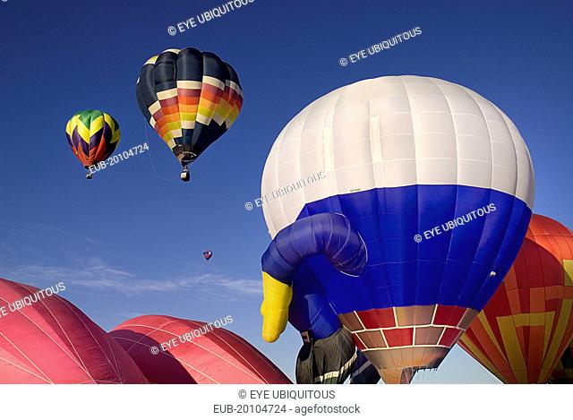 Annual balloon fiesta colourful hot air balloons ascending
