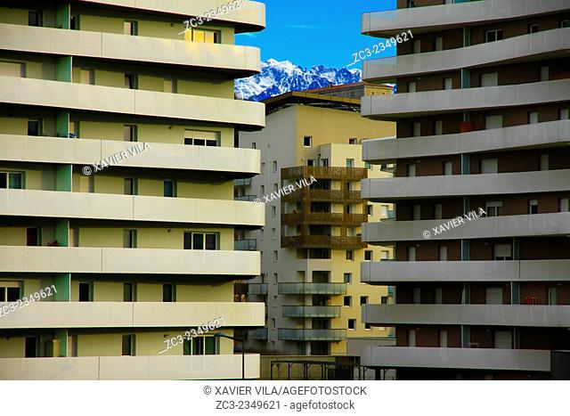 Building in the neighborhood of Presque ile, Quai de la Graille, Grenoble, Isere, Dauphine, Rhone Alpes. Grenoble FRANCE