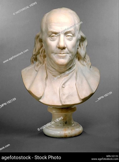 Benjamin Franklin (1706-1790). Artist: Jean Antoine Houdon (French, Versailles 1741-1828 Paris); Date: 1778; Culture: French; Medium: Marble; Dimensions:...