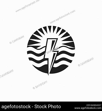 flash thunder bolt with wave illustration vector template