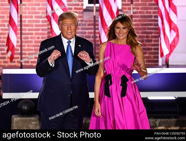 United States President Donald J. Trump and First Lady Melania Trump attend the third night of the Republican National Convention, at Ft