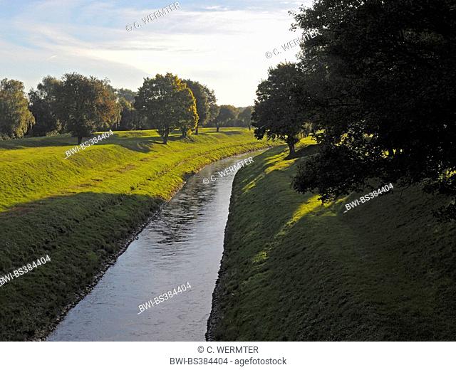 canalised river Emscher, Germany, North Rhine-Westphalia, Ruhr Area, Dinslaken